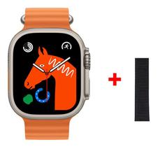 Relógio Inteligente Smart watch WK8 Ultra Laranja Troca Foto de Fundo Pulseira Extra