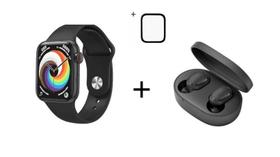 Relogio Inteligente SmartWatch HW19 preto com 2 pulseiras mais fone bluetooth e mais pelicula 3D Tela Inifinita NFC