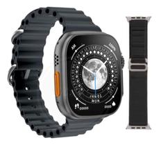 Relógio Inteligente Smartwatch Hw9 Ultra Max Preto - Série 9, Tela Amoled, GPS, Bússola, Pulseira Extra