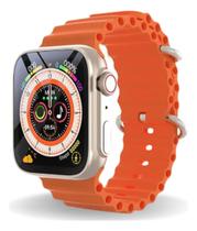 Relógio inteligente smartwatch Laranja Ultra 8 Ultron troca pulseira ligações monitor cardíaco android e IOS - Smart Watch