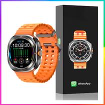Relogio Inteligente Smartwatch Ma27 Laranja Ultra Quadrado a Prova d'gua, Faz Chamadas e Recebe, Troca Foto de Fundo Ori
