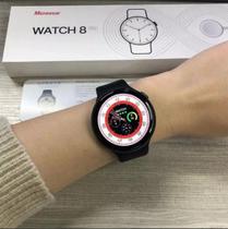 Relógio inteligente Smartwatch Redondo Preto A80 troca pulseira ligações monitor cardíaco android e IOS