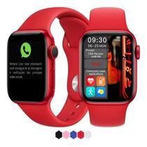 Relógio inteligente smartwatch s8 troca pulseira ligações monitor cardíaco android e ios cores - aws - Fitaws