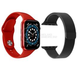Relógio Inteligente Smartwatch S9 Vermelho + Pulseira Preta