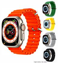 Relógio Inteligente Smartwatch Ultra Unissex WatchFaces Bluetooth Gps NFC Monitor Cardíaco Passos Sono Atende Ligações Carrega Indução