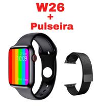 Relogio Inteligente Smartwatch W26 42mm + Pulseira Extra Metal Android iOS Bluetooth - Preto