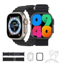 Relógio Inteligente Smartwatch W69 Ultra 49mm Série 9 NFC Prata + Kit de Acessórios