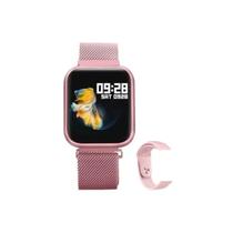 Relógio Inteligente Smartwhatch Esportivo WearFit P70 C/ Duas Pulseiras (Rosa)