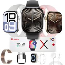 Relogio Inteligente W10 Smartwatch Serie 10 Android iOS Amoled Kit Pulseira Case e Pelicula Extra