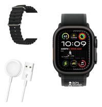 Relogio Inteligente Watch Ultra 3 Preto Recebe Notificaçoes Faz Ligaçao Gps Nfc 2 pulseiras