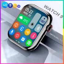 Relógio inteligente Watch9 ProMax Preto NFC GPS Alta definição Smartwatch comando de voz e siri masculino e feminino + 2