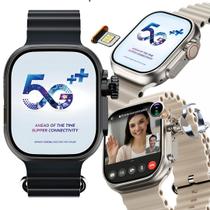 Relógio inteligente WearFit Ultra 16GB 2 Câmeras Celular de Pulso Wifi e Chip 5G sistema Android integrado PlayStore