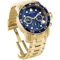 Relógio Invcta Pro Diver 0073 Dourado C/Azul - Majestoso Joias e Acessorios Relógio Invcta Pro Diver 0073 Dourado C/Azul - Majestoso Joias e Acessorios
