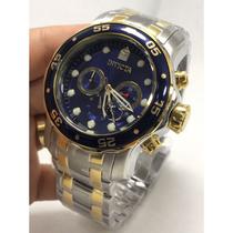 Relogio Invcta Pro Diver 0077 Azul Misto Silver Gold 18k
