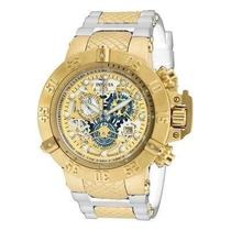 Relógio Invcta Subaqua Noma lll Branco C/Dourado Completo - Majestoso Joias e Acessorios