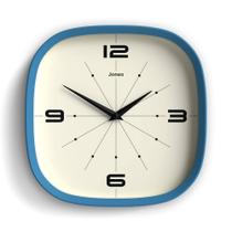 Relógio JONES CLOCKS Pulsar 25x25x5cm Azul Retrô
