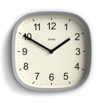 Relógio JONES CLOCKS Sprite 25x25cm Cinza Retrô Quadrado