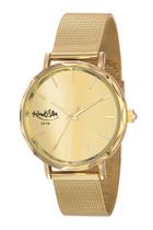 Relógio kondzilla malha de aço dourado espelhado 32259lpmvde1