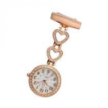 Relógio Lapela Bolso Enfermagem Luxo Quartzo Pedras Strass - Memory Watch