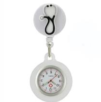 Relógio Lapela Enfermagem Silicone Cordão Tipo Ioiô Quartzo