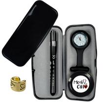 Relogio Lapela Estojo Lanterna Fita Metrica Saude Enfermagem Medicina Veterinária