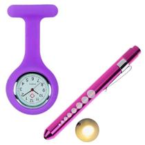 Relógio Lapela Silicone Enfermagem Roxo E Caneta Lanterna Relógio Lapela Silicone Enfermagem Roxo E Caneta Lanterna