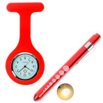 Relógio Lapela Silicone Enfermagem Vermelho Caneta Lanterna Relógio Lapela Silicone Enfermagem Vermelho Caneta Lanterna