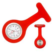 Relógio Lapela Silicone Vermelho Bolso Enfermagem Enfermeira