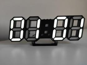 Relógio led 3D parede mesa preto /led branco calendario despertador temperatura USB