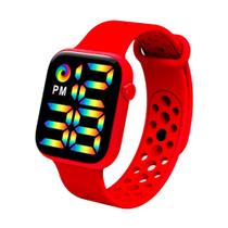 Relógio LED Arco-íris Luminoso Silicone Esportivo Digital Masculino e Feminino Vermelho 012 Relógio LED Arco-íris Luminoso Silicone Esportivo Digital Masculino e Feminino Vermelho 012