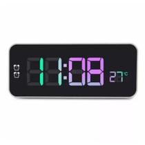 Relógio Led Clock Digital 5,7x16x2,5cm Para Mesa De Plástico Com Usb Alarme Com Brilho Alto Ou Baixo