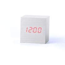 Relógio Led Clock Madeira Branco Led Vermelho Oferta