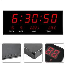 Relógio LED de Parede com Controle de Temperatura e Função de Hora para Escritórios