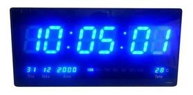 Relógio Led Digital Azul c/ Calendário/Hora/Temperatura 46cm - Xianjun
