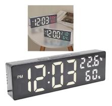 Relógio Led Digital De Mesa Calendário Temperatura Espelhado