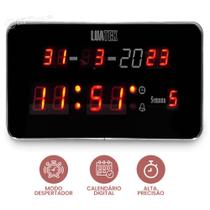 Relógio Led Digital De Parede Alarme Calendário Cozinha Sala Escritório LK1019 - Luatek