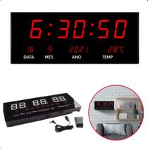 Relógio LED Digital de Parede com Hora, Calendário e Controle de Temperatura Precisos