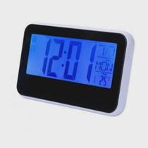 Relógio LED Display Digital Alarme Controle por Voz Calendário Termômetro Acende Luz Palmas Som Escritório Mesa