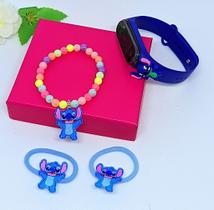 Relógio Led Personagens Disney Lilo Angel e Stitch + Kit Par Xuxinhas acessório de cabelo meninas Temático Lembrancinha Relógio Led Personagens Disney Lilo Angel e Stitch + Kit Par Xuxinhas acessório de cabelo meninas Temático Lembrancinha