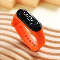 Relógio Led Pulso Digital Esporte Aprova D'agua Bracelete Laranja