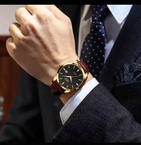 Relógio LIGE Pulseira De Couro movimento de quartzo