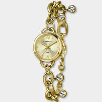 Relógio Lince Analógico Detalhe Pulseira Chain Feminino - Dourado - Único