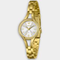 Relógio Lince Analógico Grace Pulseira Elos Cravejado Feminino - Dourado e Branco - Único