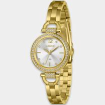 Relógio Lince Analógico Grace Pulseira Elos Cravejado Feminino - Dourado - Único