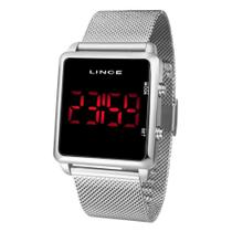 Relógio Lince Digital Quadrado Prateado MDM4596L PXSX