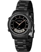 Relógio LINCE FEMININO ANALDI STARSS PRETO PETRINHAS LAN4640L P1PX