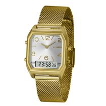 Relogio Lince feminino digital e analogico dourado quadrado LAGH118L S2KX