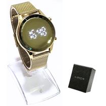 Relógio Lince Feminino Digital Led Dourado LDG4648L CXKX