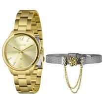 Relógio Lince Feminino Dourado 40mm + Pulseira Semijóia