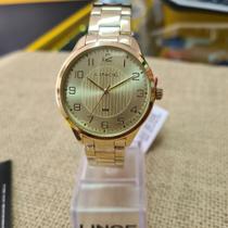 Relogio lince feminino dourado grande lrg4743l40 c2kx